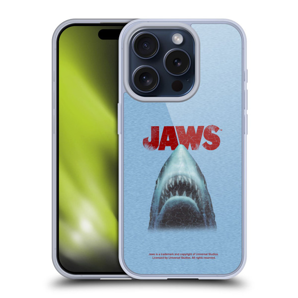 Jaws I Key Art Grunge Soft Gel Case for Apple iPhone 15 Pro