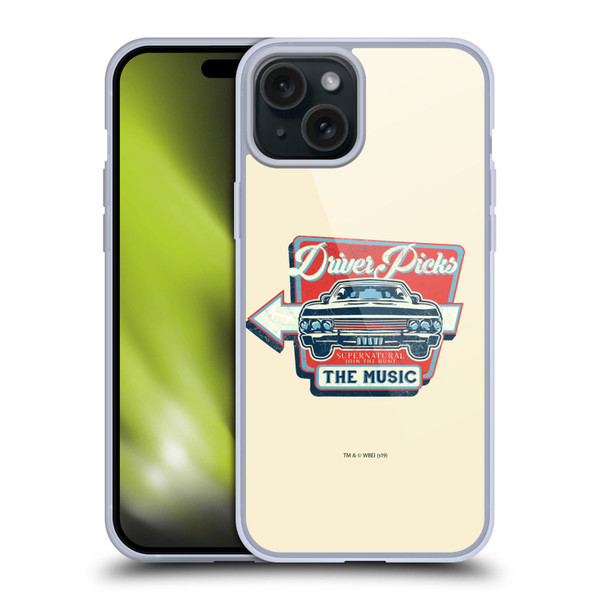 Supernatural Vectors Driver Picks Soft Gel Case for Apple iPhone 15 Plus