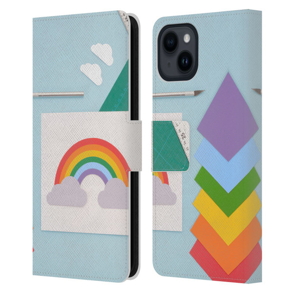 Pepino De Mar Rainbow Art Leather Book Wallet Case Cover For Apple iPhone 15