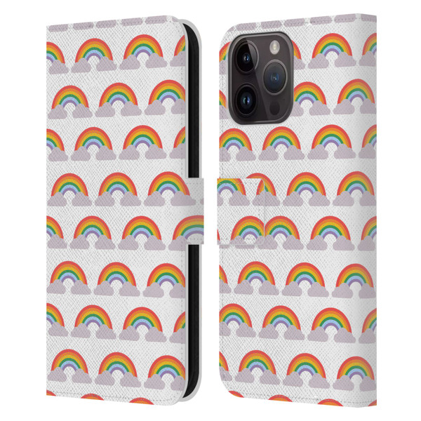 Pepino De Mar Rainbow Pattern Leather Book Wallet Case Cover For Apple iPhone 15 Pro Max