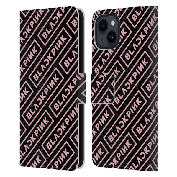 Blackpink The Album Logo Pattern Leather Book Wallet Case Cover For Apple iPhone 15