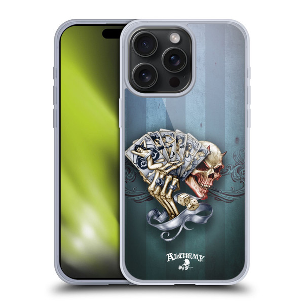 Alchemy Gothic Skull And Cards Read 'Em And Weep Soft Gel Case for Apple iPhone 15 Pro Max
