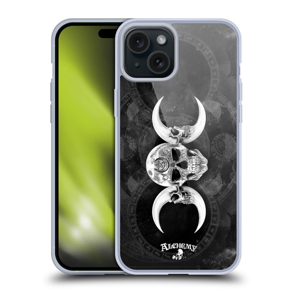 Alchemy Gothic Skull Dark Goddess Moon Soft Gel Case for Apple iPhone 15 Plus