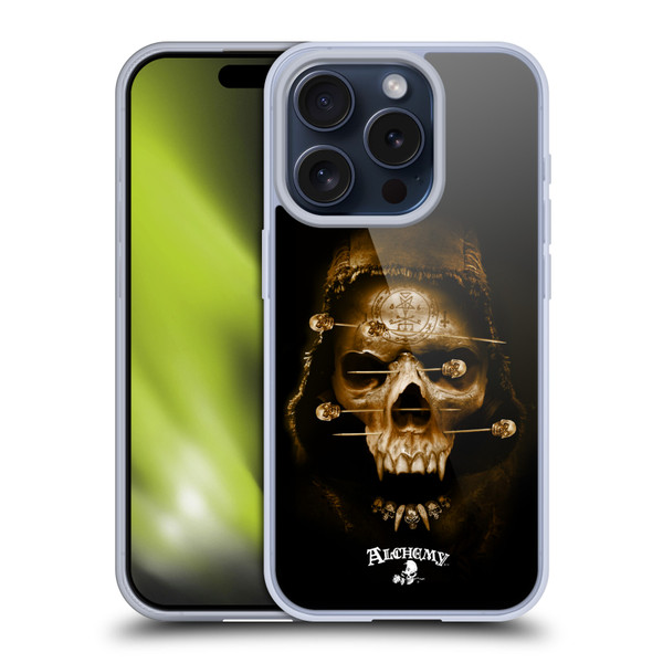 Alchemy Gothic Skull Death Fetish Soft Gel Case for Apple iPhone 15 Pro