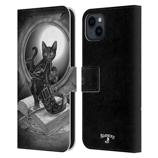 Alchemy Gothic Cats Midnight Mischief Leather Book Wallet Case Cover For Apple iPhone 15 Plus