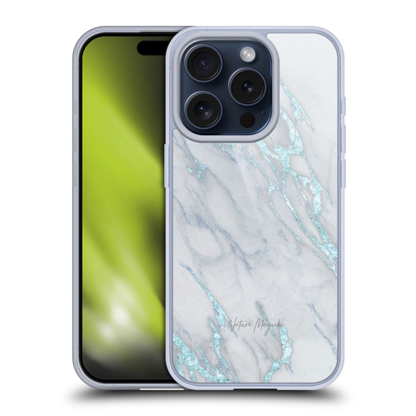 Nature Magick Marble Metallics Blue Soft Gel Case for Apple iPhone 15 Pro