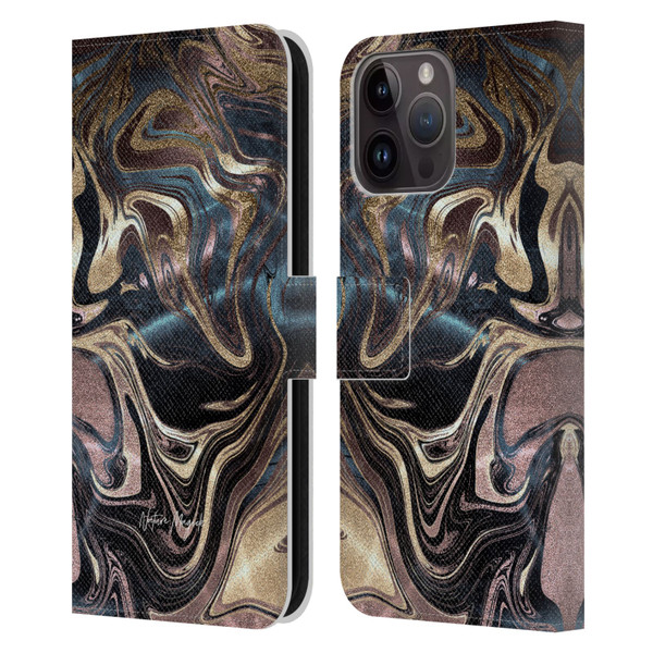 Nature Magick Luxe Gold Marble Metallic Copper Leather Book Wallet Case Cover For Apple iPhone 15 Pro Max