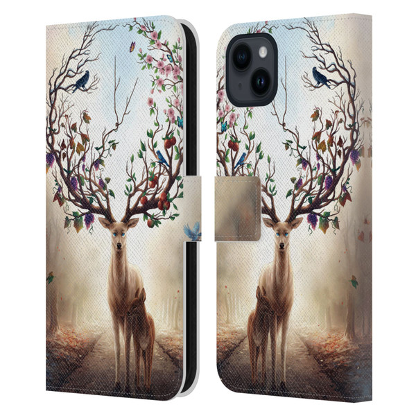 Jonas "JoJoesArt" Jödicke Wildlife Seasons Leather Book Wallet Case Cover For Apple iPhone 15 Plus