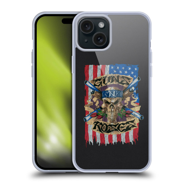 Guns N' Roses Band Art Flag Soft Gel Case for Apple iPhone 15 Plus