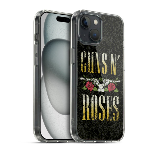 Guns N' Roses Key Art Text Logo Pistol Soft Gel Case for Apple iPhone 15 & MagSafe