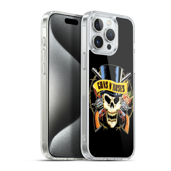 Guns N' Roses Key Art Top Hat Skull Soft Gel Case for Apple iPhone 15 Pro Max & MagSafe
