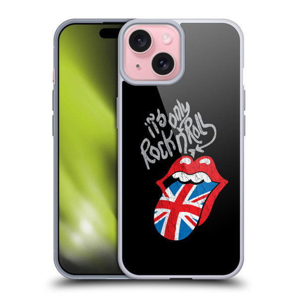 The Rolling Stones Albums Only Rock And Roll Distressed Soft Gel Case for Apple iPhone 15