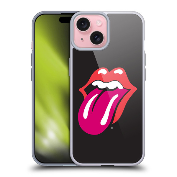 The Rolling Stones Graphics Pink Tongue Soft Gel Case for Apple iPhone 15