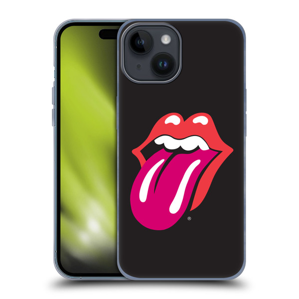 The Rolling Stones Graphics Pink Tongue Soft Gel Case for Apple iPhone 15