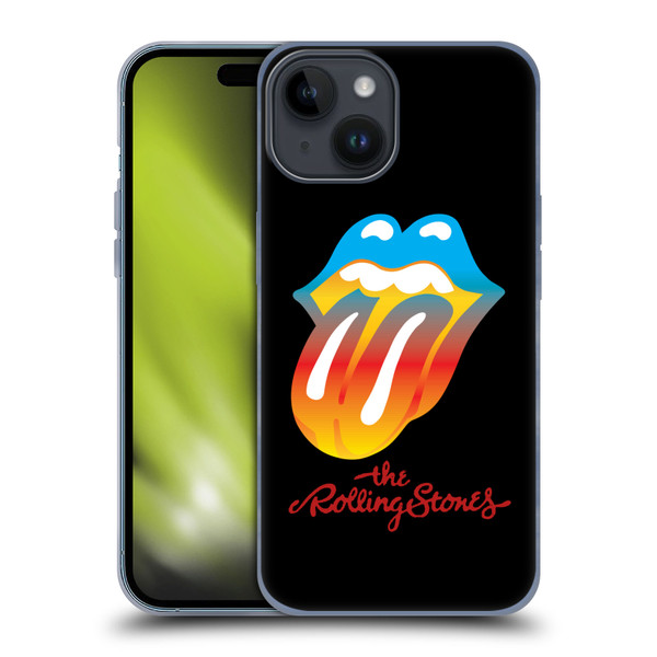 The Rolling Stones Graphics Rainbow Tongue Soft Gel Case for Apple iPhone 15