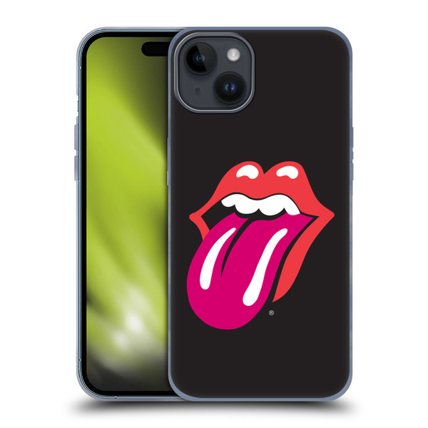 The Rolling Stones Graphics Pink Tongue Soft Gel Case for Apple iPhone 15 Plus