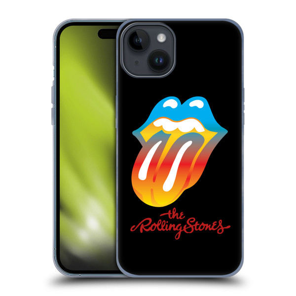 The Rolling Stones Graphics Rainbow Tongue Soft Gel Case for Apple iPhone 15 Plus