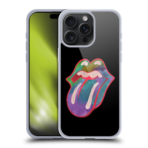 The Rolling Stones Graphics Watercolour Tongue Soft Gel Case for Apple iPhone 15 Pro Max