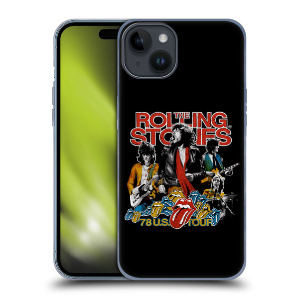 The Rolling Stones Key Art 78 US Tour Vintage Soft Gel Case for Apple iPhone 15 Plus