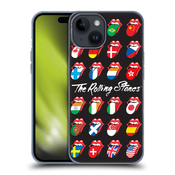The Rolling Stones Licks Collection Flag Poster Soft Gel Case for Apple iPhone 15