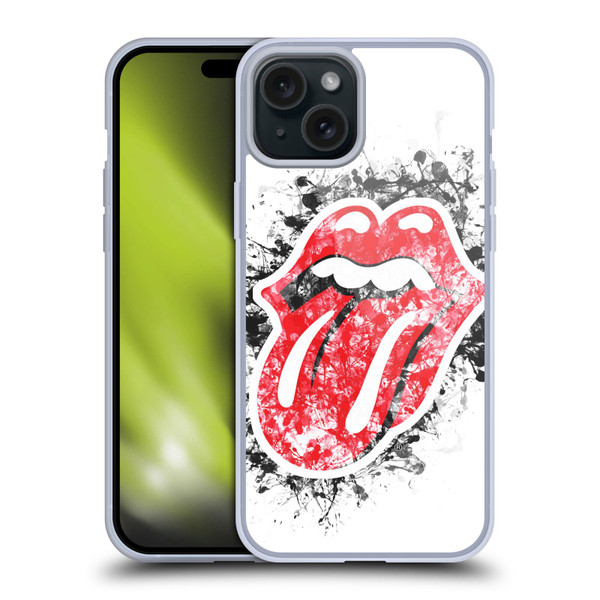 The Rolling Stones Licks Collection Distressed Look Tongue Soft Gel Case for Apple iPhone 15 Plus