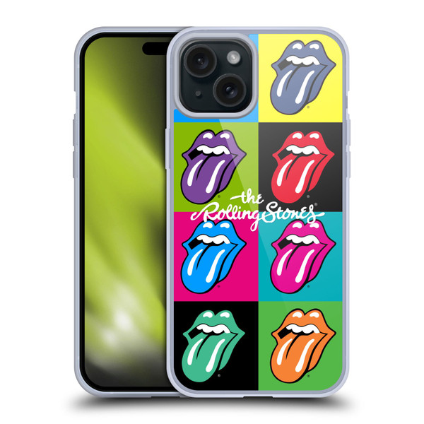 The Rolling Stones Licks Collection Pop Art 1 Soft Gel Case for Apple iPhone 15 Plus
