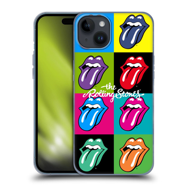 The Rolling Stones Licks Collection Pop Art 1 Soft Gel Case for Apple iPhone 15 Plus