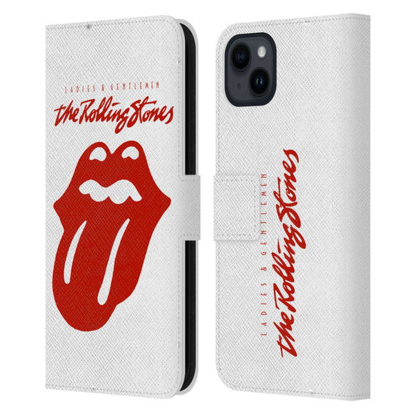 The Rolling Stones Graphics Ladies and Gentlemen Movie Leather Book Wallet Case Cover For Apple iPhone 15 Plus