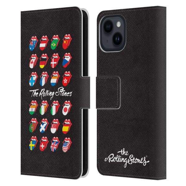 The Rolling Stones Licks Collection Flag Poster Leather Book Wallet Case Cover For Apple iPhone 15