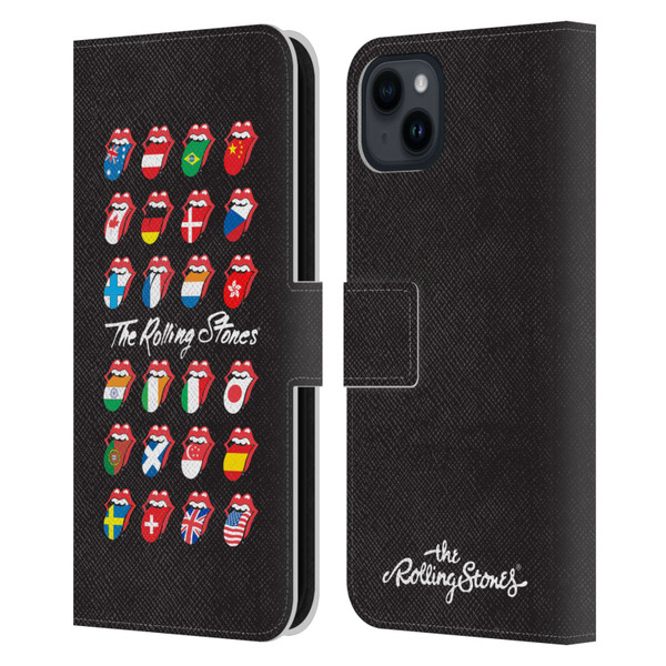 The Rolling Stones Licks Collection Flag Poster Leather Book Wallet Case Cover For Apple iPhone 15 Plus