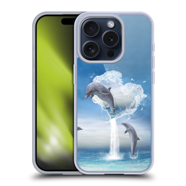 Simone Gatterwe Dolphins Lovers Soft Gel Case for Apple iPhone 15 Pro