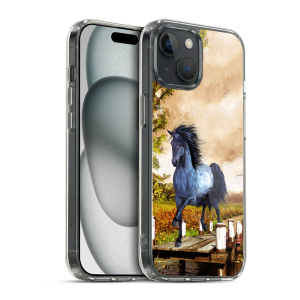 Simone Gatterwe Horses On The Lake Soft Gel Case for Apple iPhone 15 & MagSafe