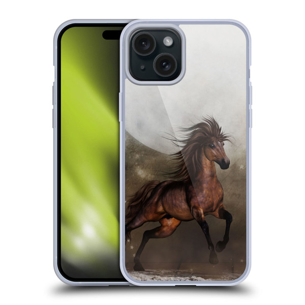 Simone Gatterwe Horses Brown Soft Gel Case for Apple iPhone 15 Plus