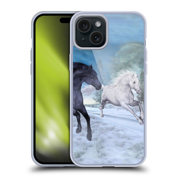 Simone Gatterwe Horses Freedom In The Snow Soft Gel Case for Apple iPhone 15 Plus