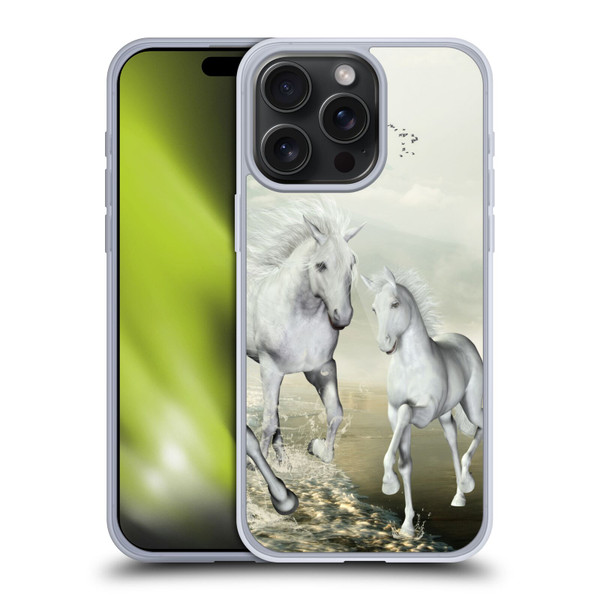 Simone Gatterwe Horses White On The Beach Soft Gel Case for Apple iPhone 15 Pro Max