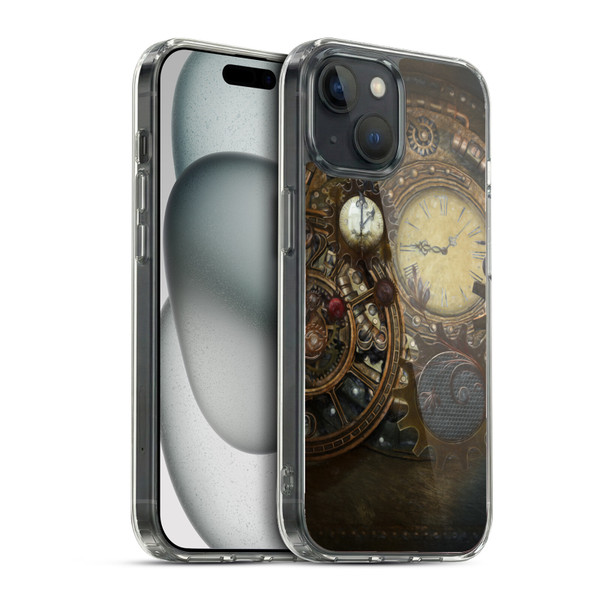 Simone Gatterwe Steampunk Clocks Soft Gel Case for Apple iPhone 15 & MagSafe
