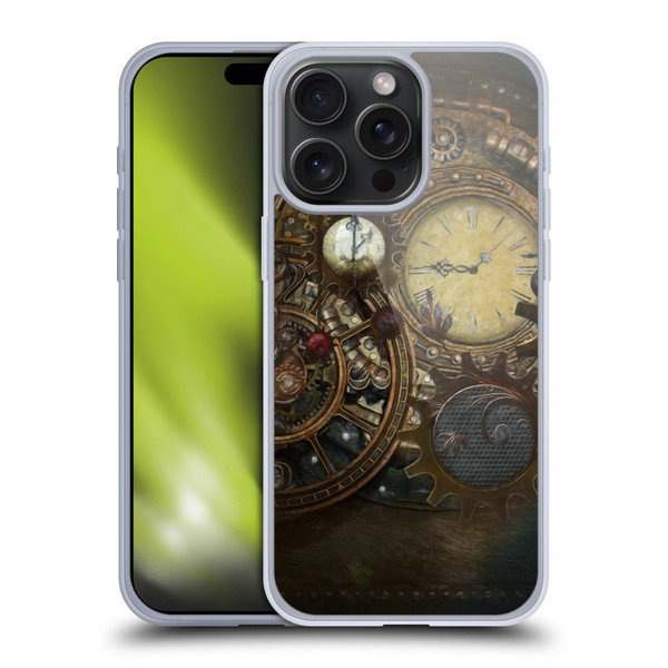 Simone Gatterwe Steampunk Clocks Soft Gel Case for Apple iPhone 15 Pro Max