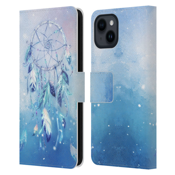 Simone Gatterwe Assorted Designs Blue Dreamcatcher Leather Book Wallet Case Cover For Apple iPhone 15