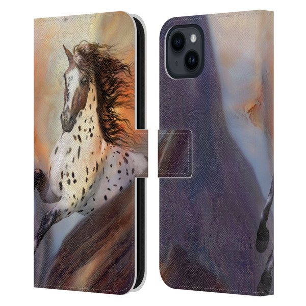 Simone Gatterwe Horses Wild 2 Leather Book Wallet Case Cover For Apple iPhone 15 Plus