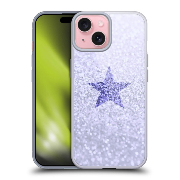 Monika Strigel Glitter Star Pastel Lilac Soft Gel Case for Apple iPhone 15