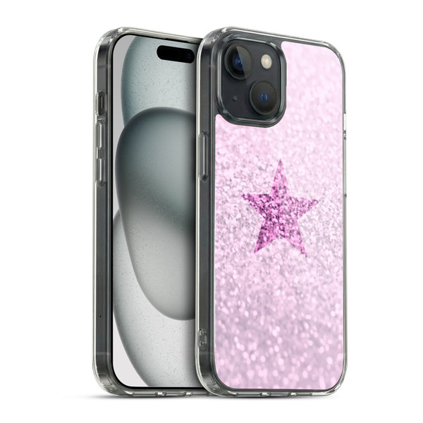 Monika Strigel Glitter Star Pastel Pink Soft Gel Case for Apple iPhone 15 & MagSafe