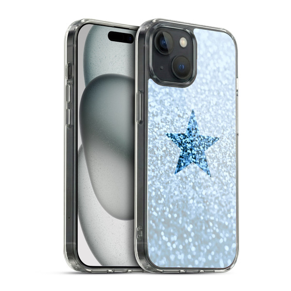 Monika Strigel Glitter Star Pastel Rainy Blue Soft Gel Case for Apple iPhone 15 & MagSafe