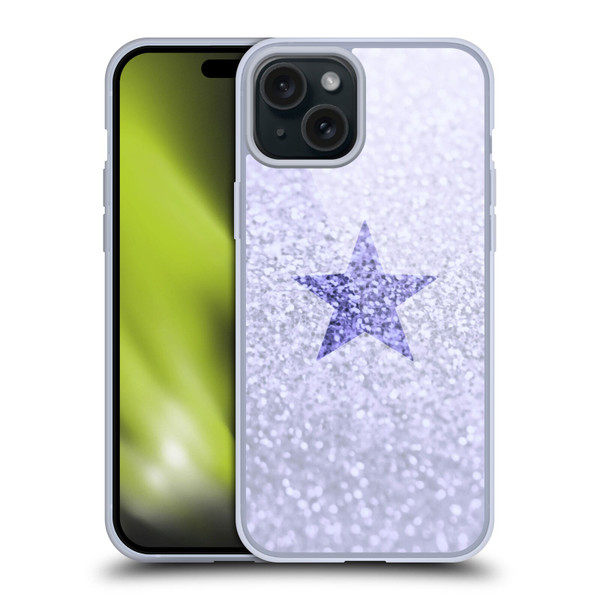 Monika Strigel Glitter Star Pastel Lilac Soft Gel Case for Apple iPhone 15 Plus