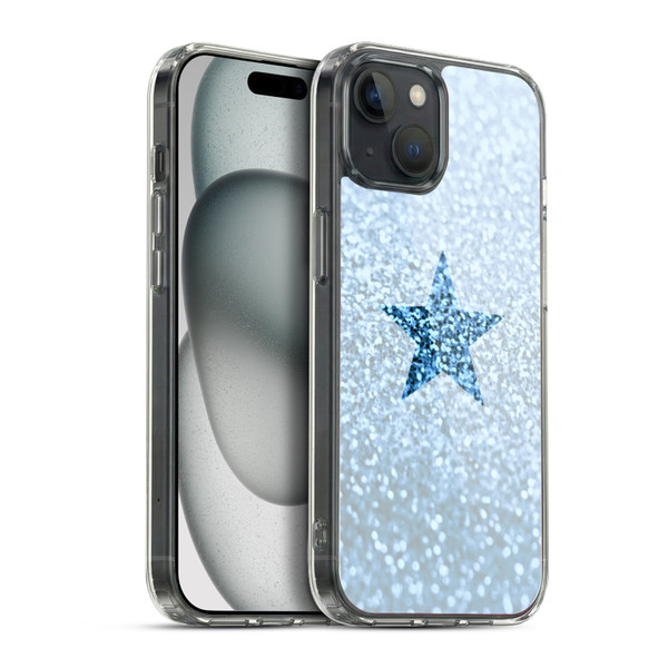 Monika Strigel Glitter Star Pastel Rainy Blue Soft Gel Case for Apple iPhone 15 Plus & MagSafe