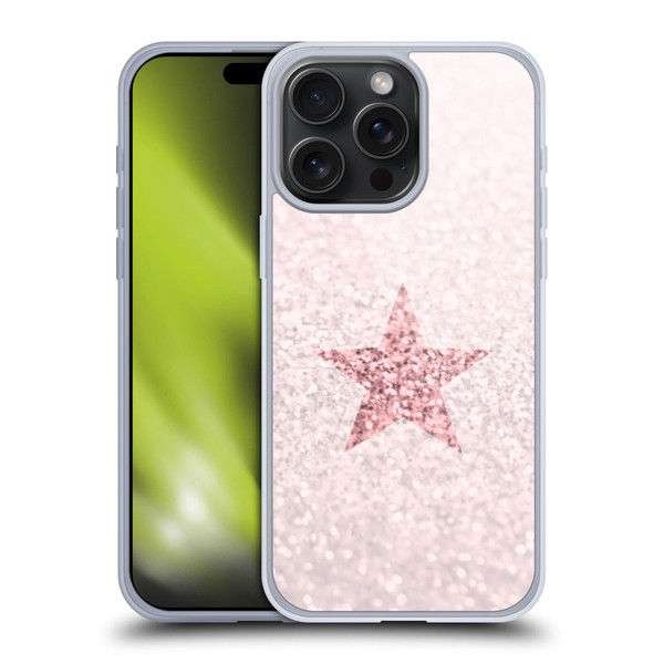 Monika Strigel Glitter Star Pastel Rose Pink Soft Gel Case for Apple iPhone 15 Pro Max