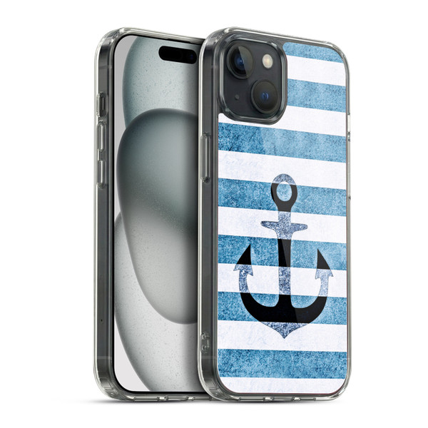 Monika Strigel Vintage Anchors Indigo Soft Gel Case for Apple iPhone 15 Plus & MagSafe