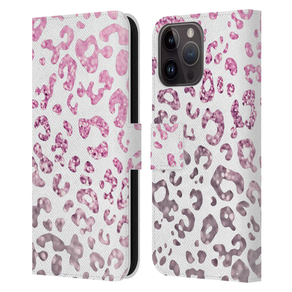 Monika Strigel Animal Print Glitter Pink Leather Book Wallet Case Cover For Apple iPhone 15 Pro Max