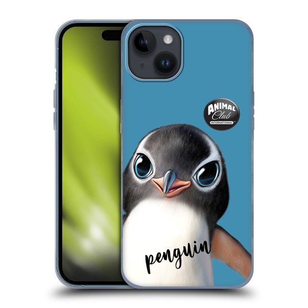 Animal Club International Faces Penguin Soft Gel Case for Apple iPhone 15 Plus