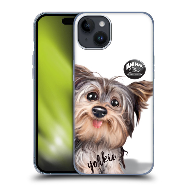 Animal Club International Faces Yorkie Soft Gel Case for Apple iPhone 15 Plus