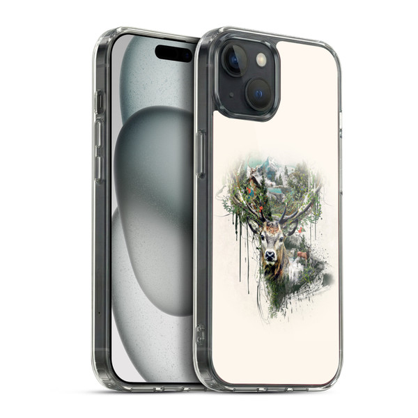 Riza Peker Animal Abstract Deer Wilderness Soft Gel Case for Apple iPhone 15 Plus & MagSafe
